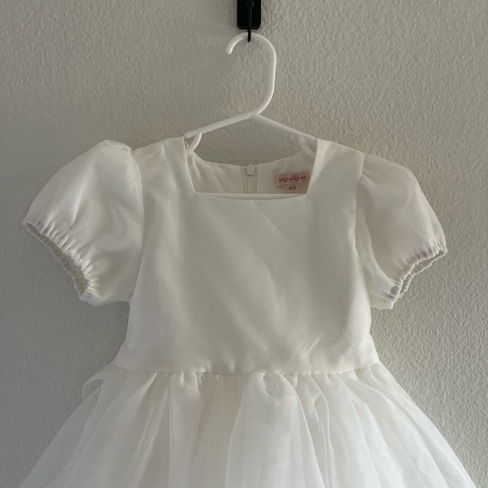 IVY CITY CO | Girls Wedding Flower Girl Cupcake Tulle Dress in White | Size 4/5 - Picture 3 of 13